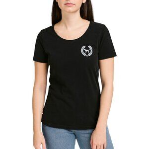 Victoria’s Secret PINK Logo Scoop Neck Tee in Black | Size XS